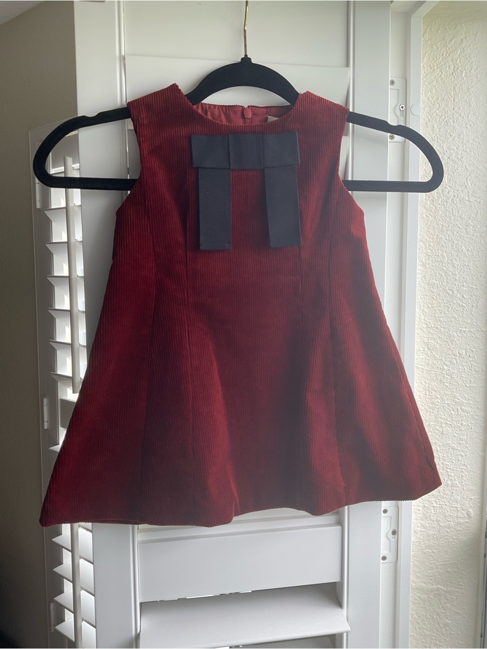 NWT A Loves A Little Girls Sleeveless Bow Front Dress, 3T, Color Wine, Corduroy